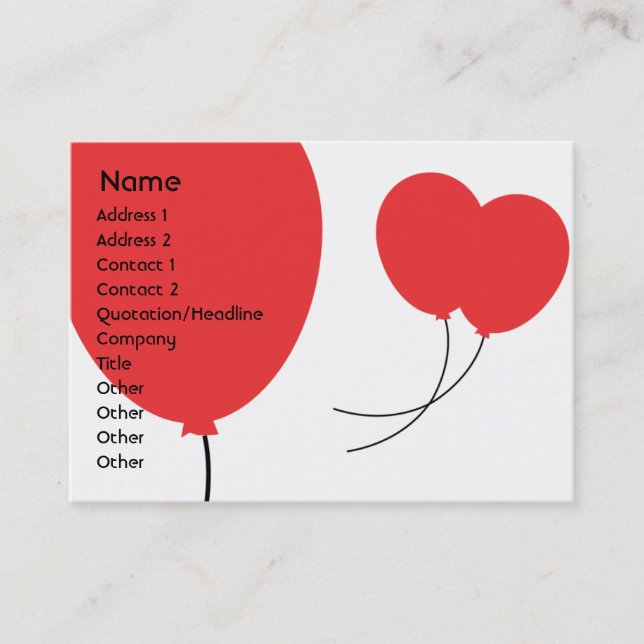 Red Balloons - Chubby Business Card (Front)