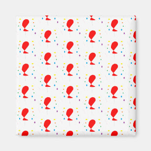 Red balloons with colourful confetti pattern magnet