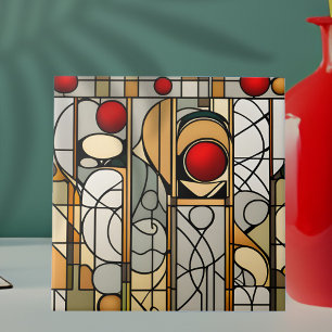 Red Balls Art Deco Art Nouveau Tile
