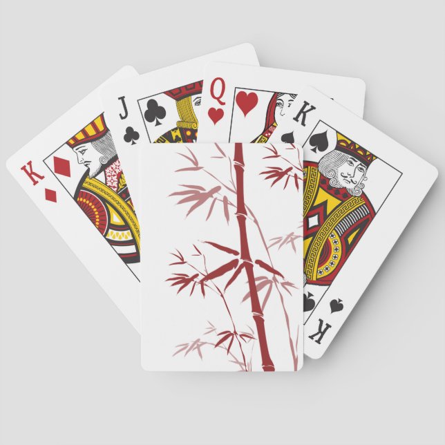 Red Bamboo Playing Cards (Back)