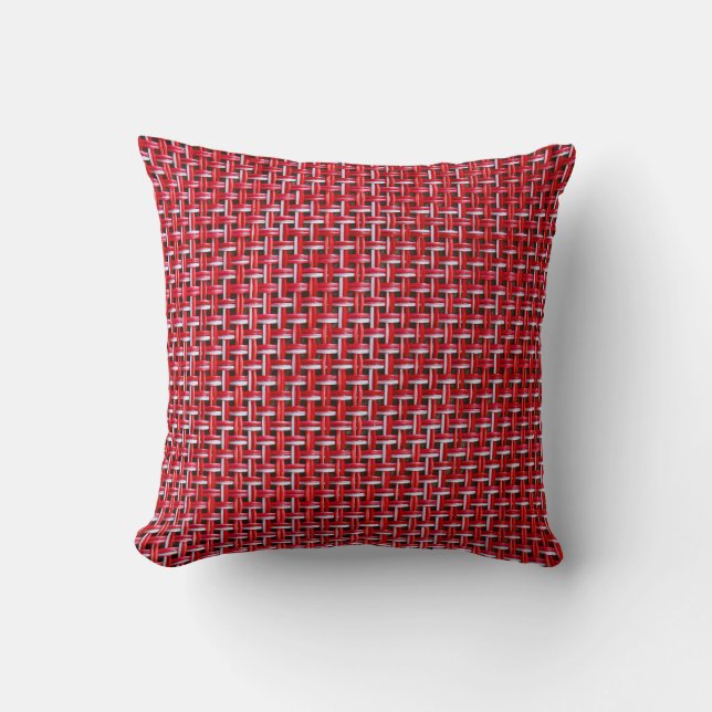 Red Bamboo Wicker Rattan Texture Cushion (Front)
