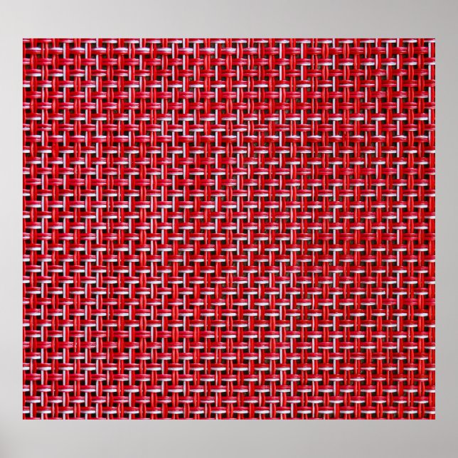 Red Bamboo Wicker Rattan Texture Poster (Front)