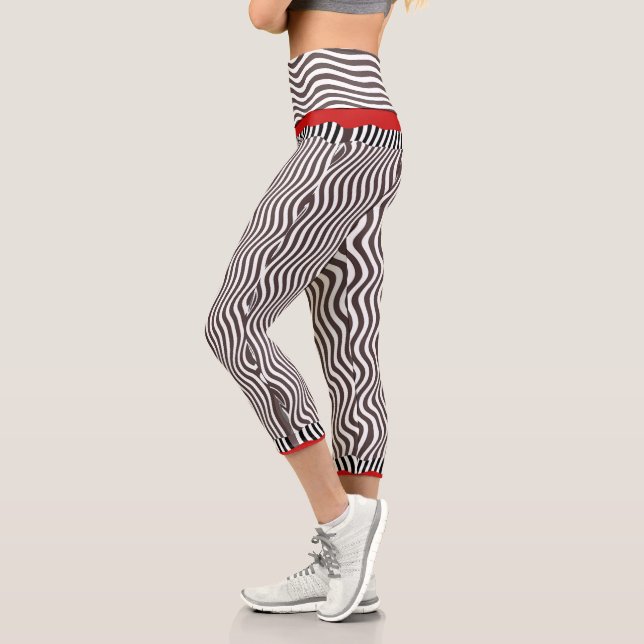 Red Band Zebra Print  Capri Leggings (Left)