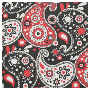 Red Bandana Country Western Farm Paisley Fabric