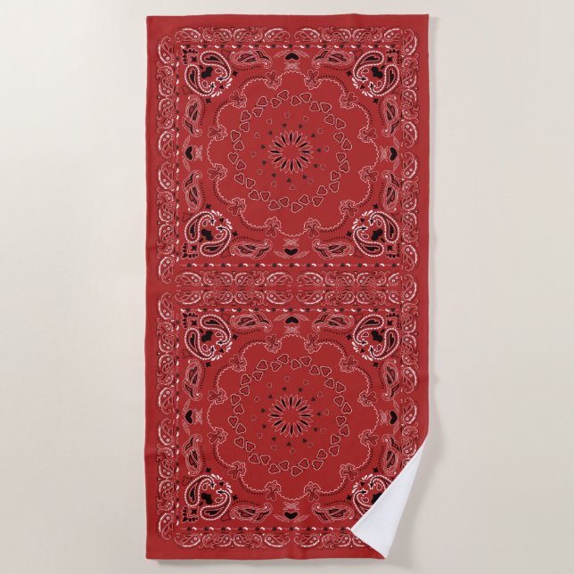 Red Bandanna  Beach Towel (Front)