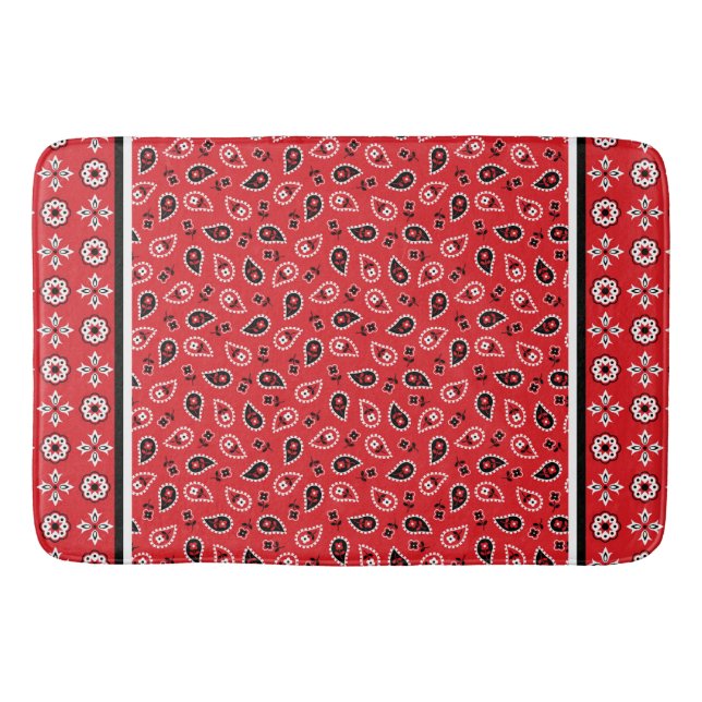 Red Bandanna Boho Prints  Bath Mat (Front)