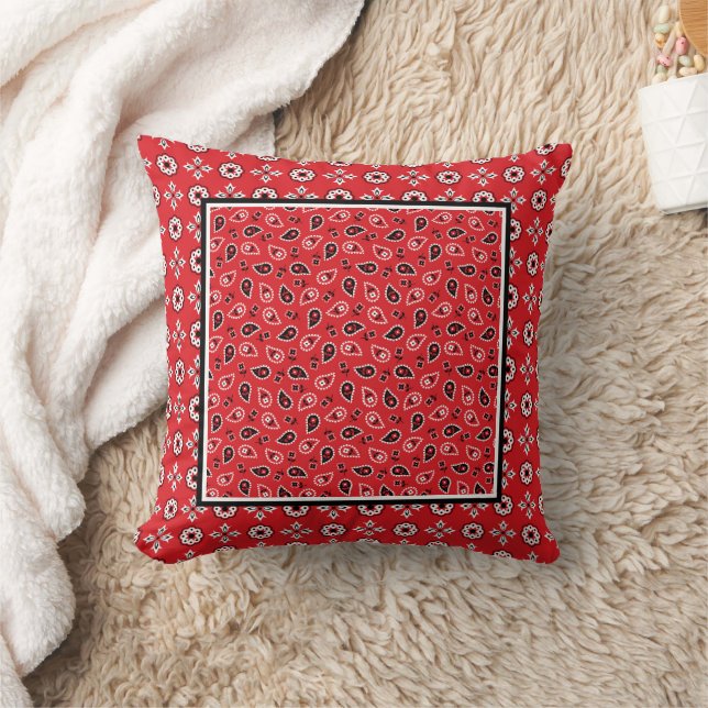 Red Bandanna Boho Prints Cushion (Blanket)