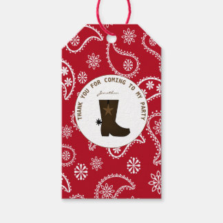 Red Bandanna Cowboy Boot Personalised Birthday Gift Tags