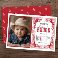 Red Bandanna First Rodeo Photo Invitation – Cowboy