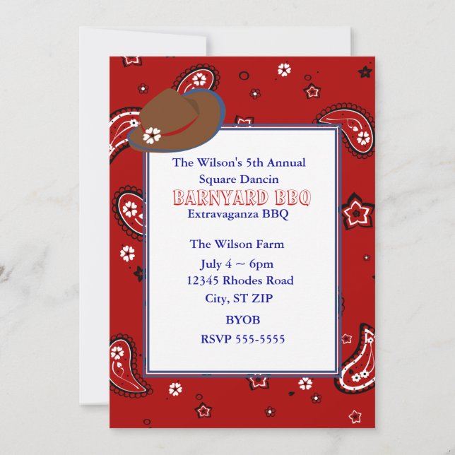Red Bandanna Invitation (Front)
