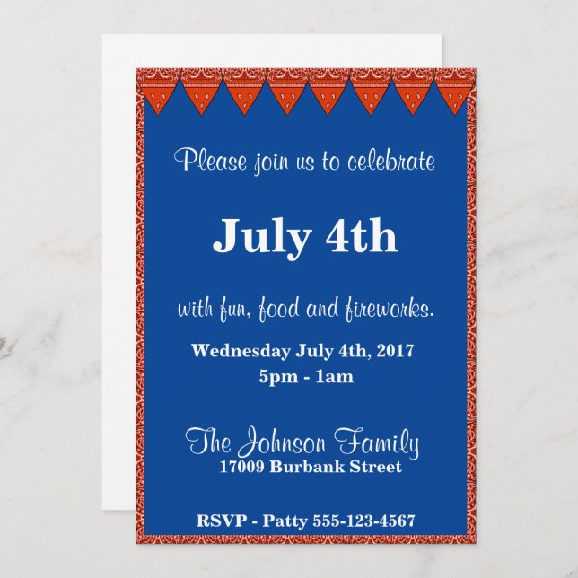 Red Bandanna Invitation Template (Front/Back)