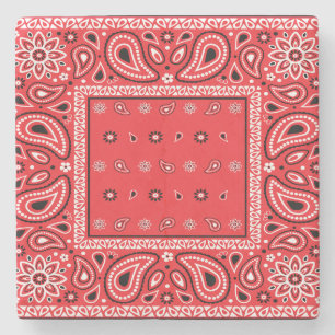 Red bandanna paisley bandanas country rap hip hop stone coaster