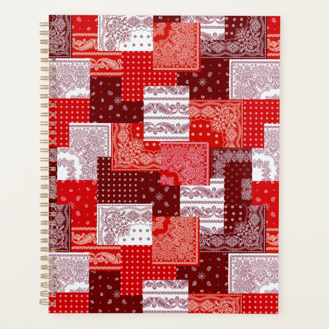Red Bandanna Patchwork Paisley Sewing Pattern Planner (Front)