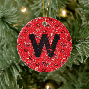 Red Bandanna Rustic Modern Cowboy Ranch Colourful Ceramic Tree Decoration