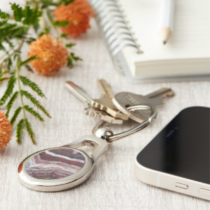 Red Banded Agate Pattern Key Ring