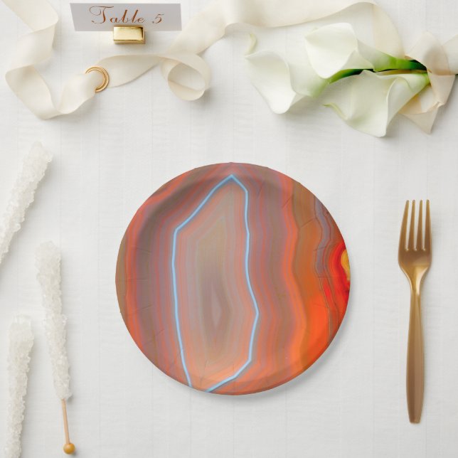  Red Banded Sliced Agate   Paper Plate (Wedding)