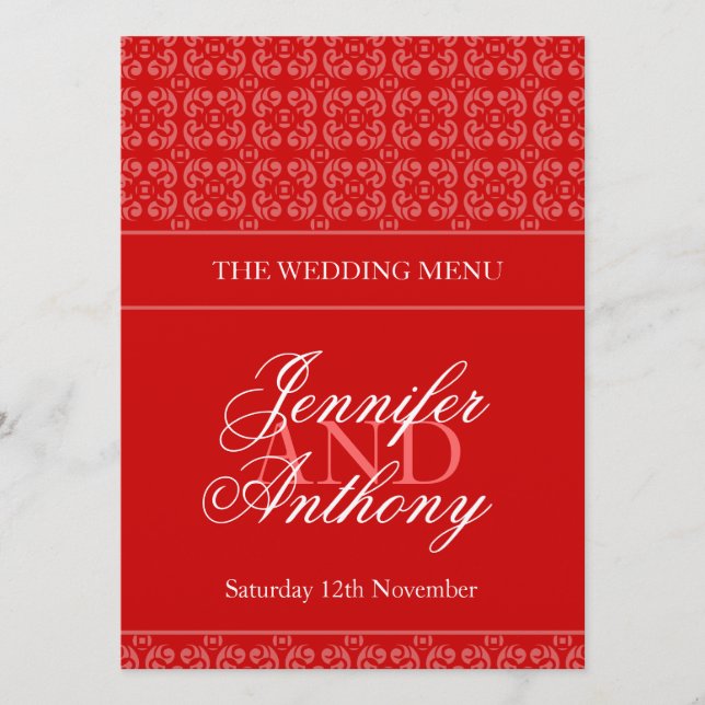 Red banded wedding dinner menu (Front)