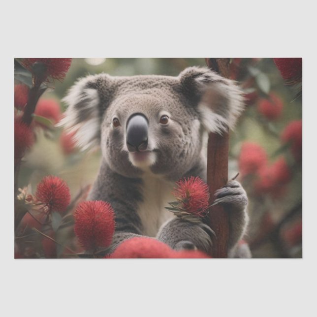 Red Banksia Tree With Koala Bear, Tissue Paper (Front)