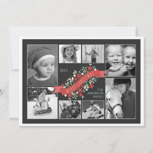 Red Banner Merry Christmas 8 Photo Card