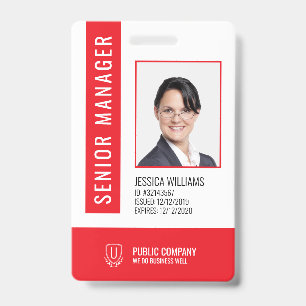 Red Barcode Staff Employee ID Badge