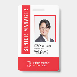 Red Barcode Staff Employee ID Badge