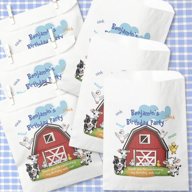 Red Barn and Cute Farm Animals Birthday Party Favour Bags (Creator Uploaded)
