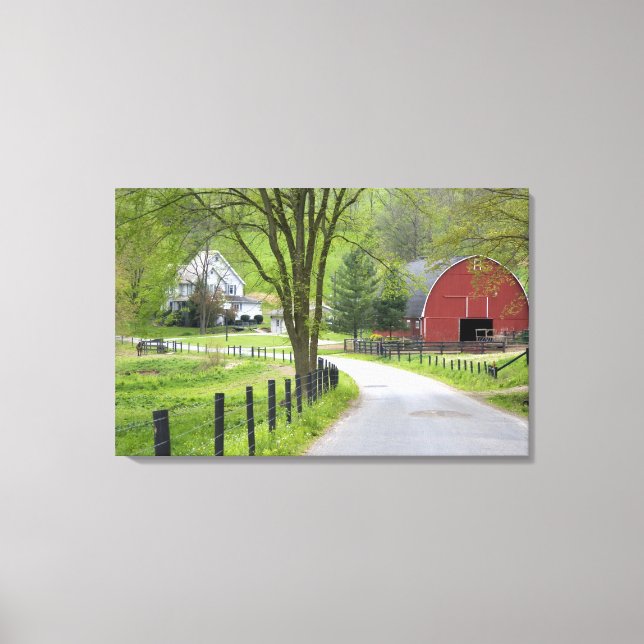 Red barn and farm house near Berlin, Ohio. Canvas Print (Front)