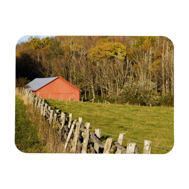 Red barn and fencerow along the Blue ridge Magnet (Horizontal)
