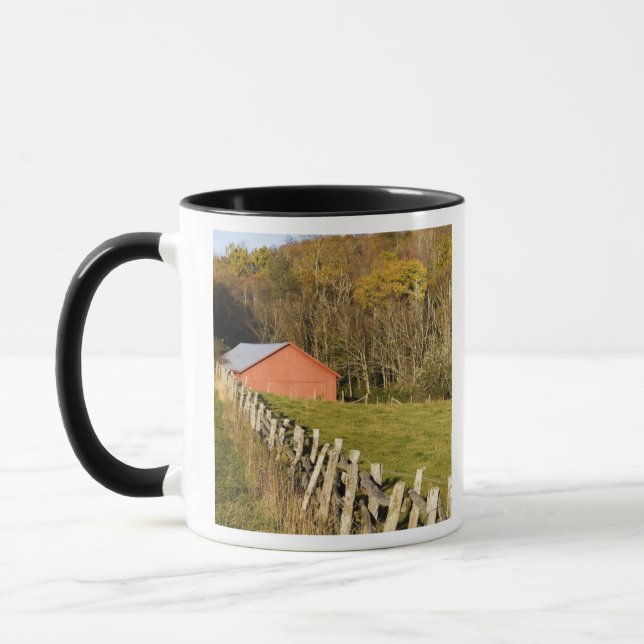 Red barn and fencerow along the Blue ridge Mug (Left)