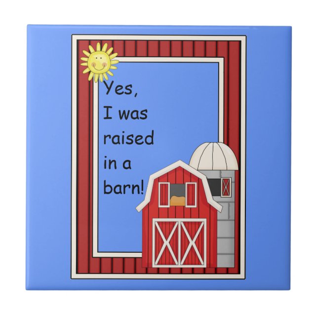 Red Barn and Grain Silo - Animal Lover Kitchen Tile (Front)