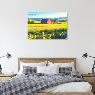 Red Barn and Rolling Hills Canvas Print