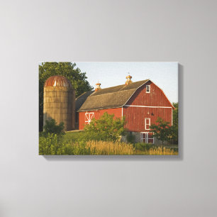 Red Barn and Silo Canvas Print