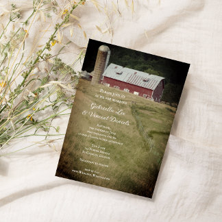 Red Barn and Silo Country Farm Wedding Invitation