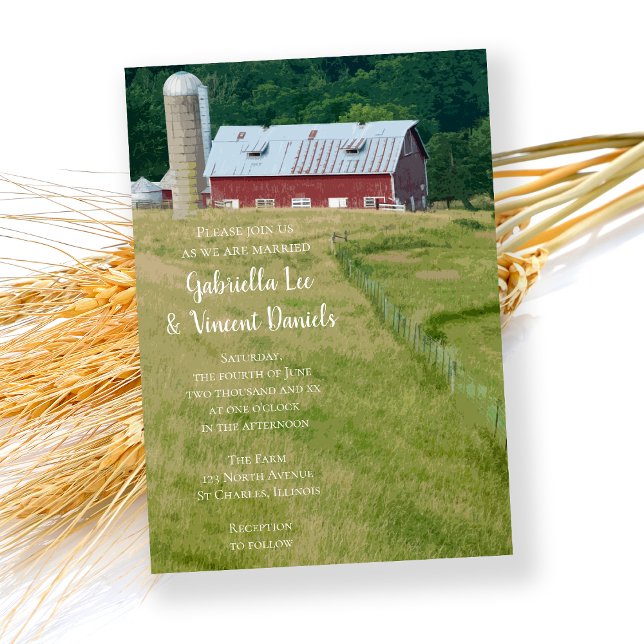 Red Barn and Silo Farm Wedding Invitation (Creator Uploaded)
