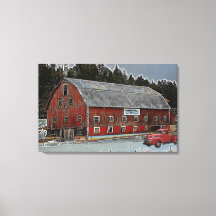 Red Barn and Truck Heritage Farm Dairy Canvas