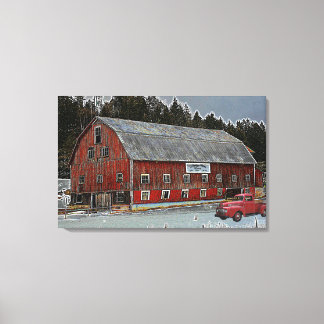 Red Barn and Truck Heritage Farm Dairy Canvas Print