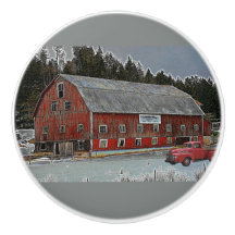 Red Barn and Vintage Farm Truck Drawer Pull