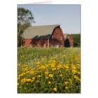 Red Barn and Yellow Wildflowers