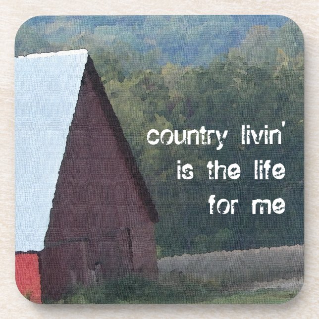 Red Barn Autumn Trees Coaster (Front)