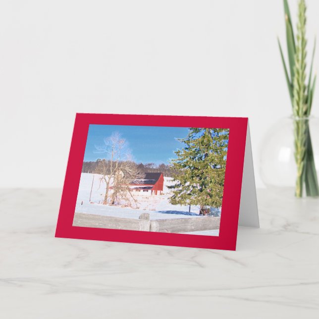 Red Barn behind Fence on "National Pike" Card (Front)