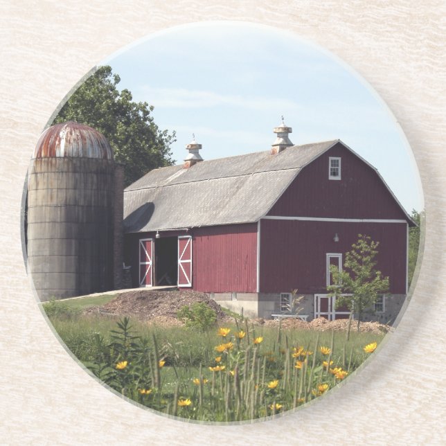 Red Barn Beverage Coaster (Front)