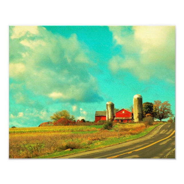 Red Barn Blue Sky Photo Print (Front)