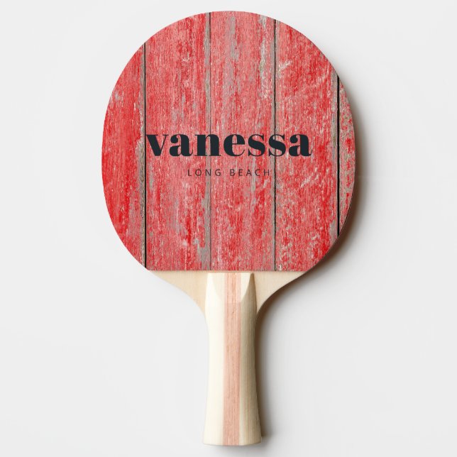 Red Barn Boards Minimal Modern Classic Name Ping Pong Paddle (Back)