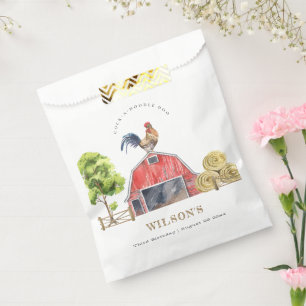 Red Barn Chicken Farm Watercolor Kids Birthday Favour Bags