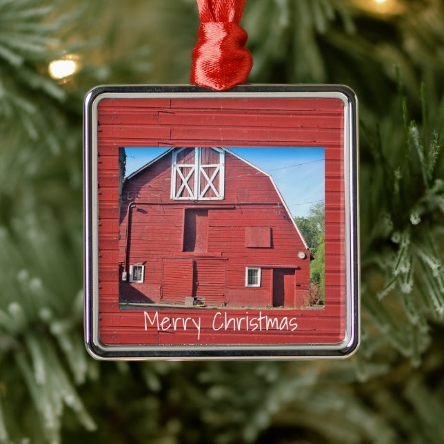 Red Barn Christmas Ornament (Tree)