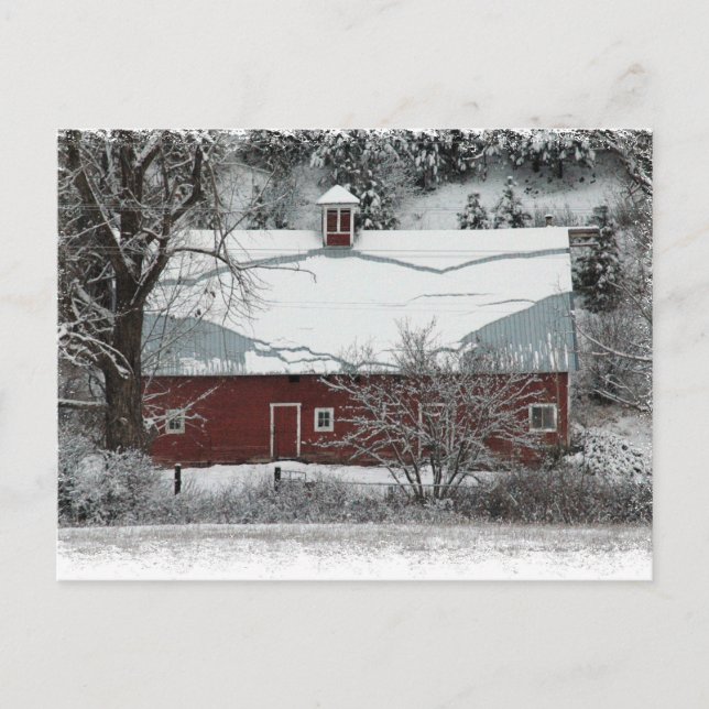 Red Barn Christmas Postcard (Front)