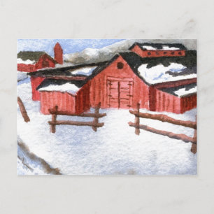 "Red Barn" Country Roads Postcard