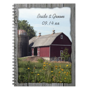 Red Barn Country Wedding Spiral Notebook