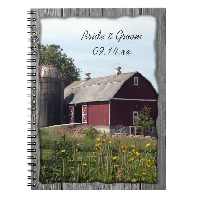 Red Barn Country Wedding Spiral Notebook (Front)