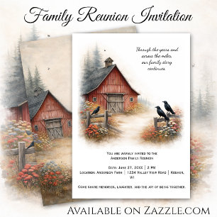 Red Barn Crows Farm Family Reunion   Invitation